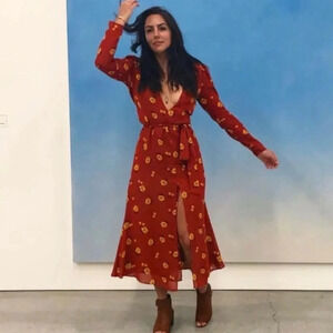 Reformation Hailey Joy floral midi maxi wrap dress red 26200